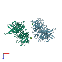PDB entry 3nvx coloured by chain, top view.