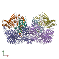 PDB entry 3nvy coloured by chain, front view.