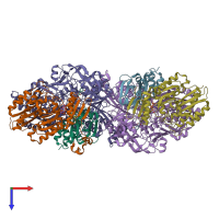 PDB entry 3nvy coloured by chain, top view.