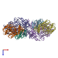 PDB entry 3nvz coloured by chain, top view.