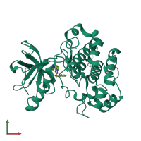 PDB entry 3nw7 coloured by chain, front view.