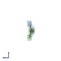 PDB entry 3nw8 coloured by chain, side view.