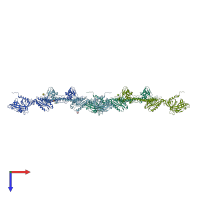 PDB entry 3nwf coloured by chain, top view.