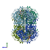 PDB entry 3nwl coloured by chain, side view.