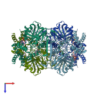 PDB entry 3nwl coloured by chain, top view.