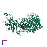 PDB entry 3nwr coloured by chain, top view.