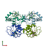 PDB entry 3nwv coloured by chain, front view.