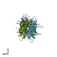 PDB entry 3nwz coloured by chain, side view.