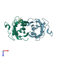 PDB entry 3nx2 coloured by chain, top view.