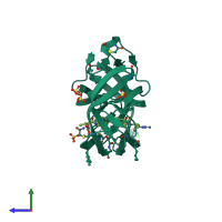 PDB entry 3nxe coloured by chain, side view.