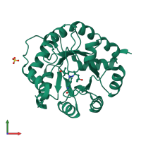 PDB entry 3nxf coloured by chain, front view.