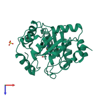 PDB entry 3nxf coloured by chain, top view.