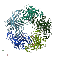 PDB entry 3nxg coloured by chain, front view.