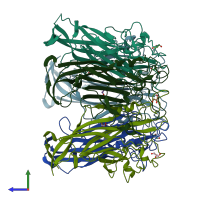 PDB entry 3nxg coloured by chain, side view.