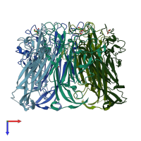 PDB entry 3nxg coloured by chain, top view.