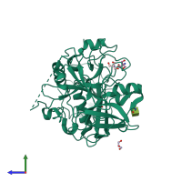 PDB entry 3nxp coloured by chain, side view.