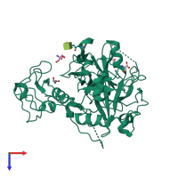 PDB entry 3nxp coloured by chain, top view.