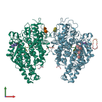 PDB entry 3nxq coloured by chain, front view.