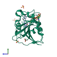 PDB entry 3nxr coloured by chain, side view.