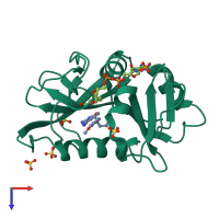PDB entry 3nxr coloured by chain, top view.