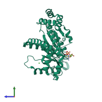 PDB entry 3nxs coloured by chain, side view.