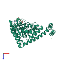 PDB entry 3nxs coloured by chain, top view.
