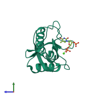PDB entry 3nxw coloured by chain, side view.