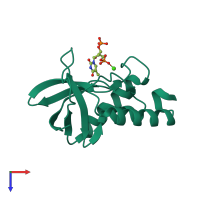 PDB entry 3nxw coloured by chain, top view.