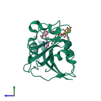 PDB entry 3nxx coloured by chain, side view.