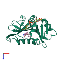 PDB entry 3nxx coloured by chain, top view.