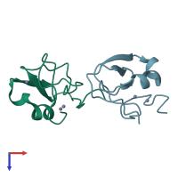 PDB entry 3ny1 coloured by chain, top view.