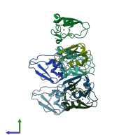 PDB entry 3ny2 coloured by chain, side view.