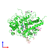 PDB 3nyh coloured by chain and viewed from the front.