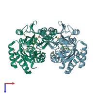 PDB entry 3nyi coloured by chain, top view.