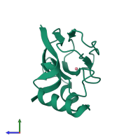 PDB entry 3nyk coloured by chain, side view.