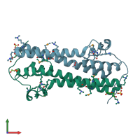 PDB entry 3nym coloured by chain, front view.