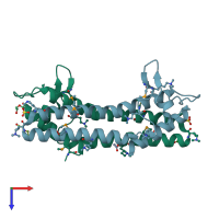 PDB entry 3nym coloured by chain, top view.