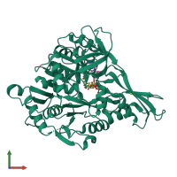 PDB entry 3nyq coloured by chain, front view.