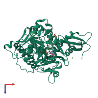 PDB entry 3nyq coloured by chain, top view.