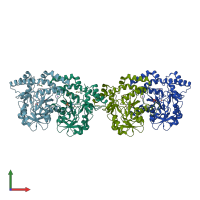 PDB entry 3nyu coloured by chain, front view.