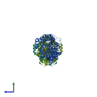 PDB entry 3nyu coloured by chain, side view.