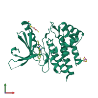 PDB entry 3nyx coloured by chain, front view.