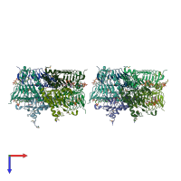 PDB entry 3nz2 coloured by chain, top view.
