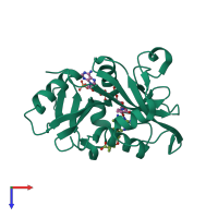 PDB entry 3nz6 coloured by chain, top view.
