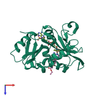 PDB entry 3nz9 coloured by chain, top view.