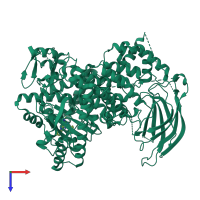 PDB entry 3nzs coloured by chain, top view.