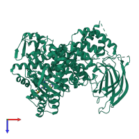 PDB entry 3nzu coloured by chain, top view.