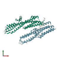 PDB entry 3o01 coloured by chain, front view.