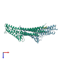 PDB entry 3o01 coloured by chain, top view.