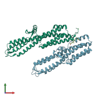 PDB entry 3o02 coloured by chain, front view.